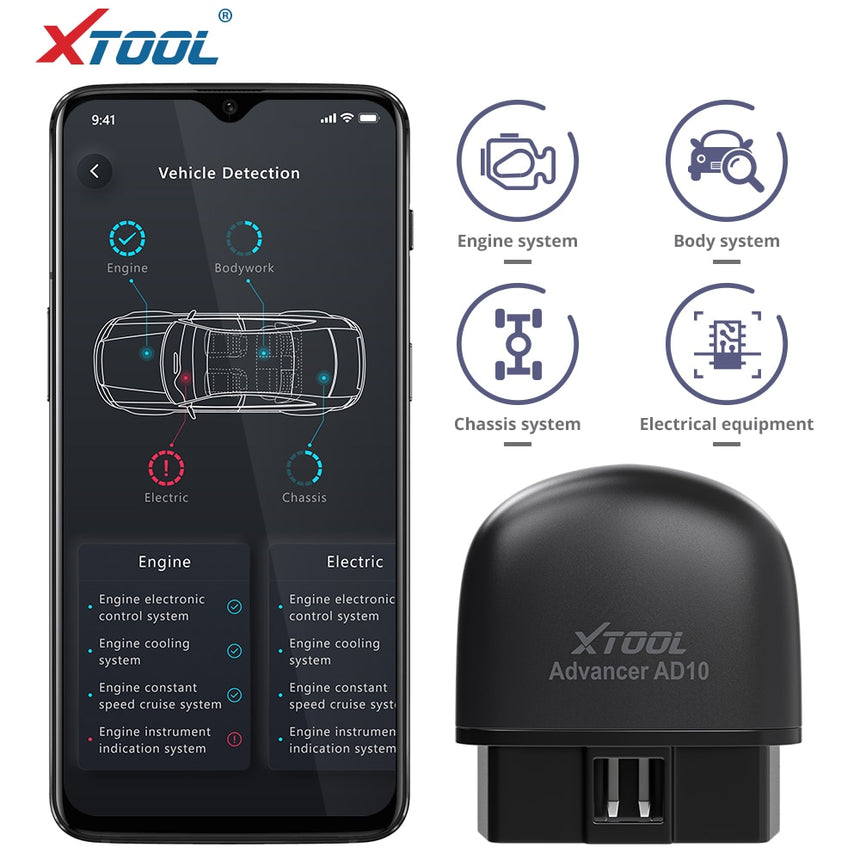 XTOOL AD10 OBD2 Diagnostic Scanner Bluetooth ELM327 Engineer Code Read Work With iOS/Android And HUD Head Up Display